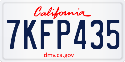 CA license plate 7KFP435