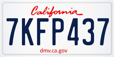 CA license plate 7KFP437