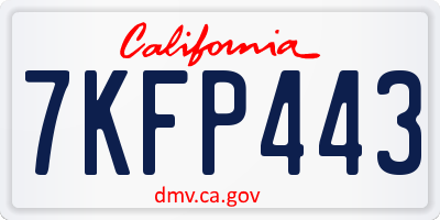 CA license plate 7KFP443