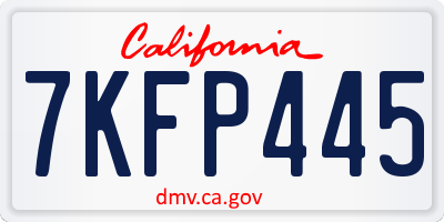 CA license plate 7KFP445