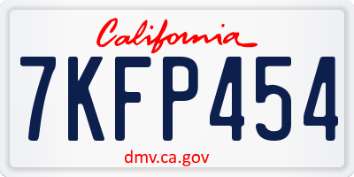 CA license plate 7KFP454