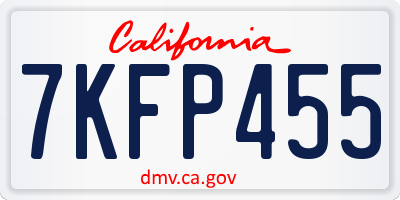 CA license plate 7KFP455