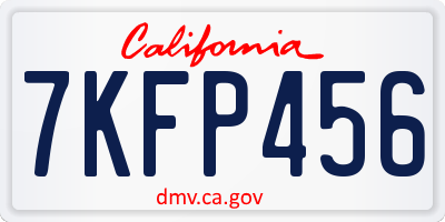 CA license plate 7KFP456