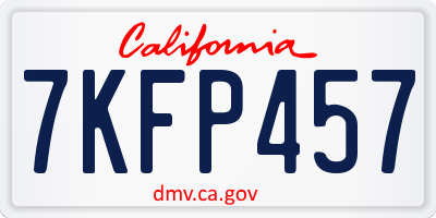 CA license plate 7KFP457