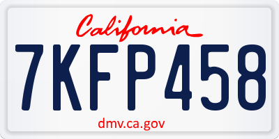 CA license plate 7KFP458