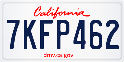 CA license plate 7KFP462