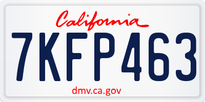 CA license plate 7KFP463