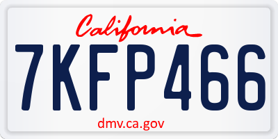 CA license plate 7KFP466