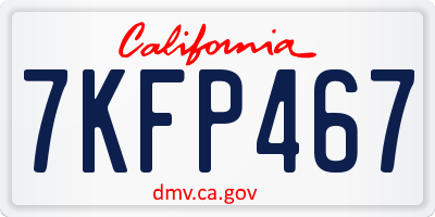 CA license plate 7KFP467