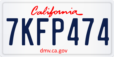 CA license plate 7KFP474