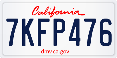 CA license plate 7KFP476