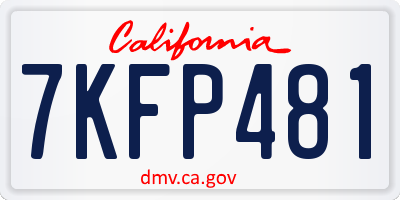 CA license plate 7KFP481