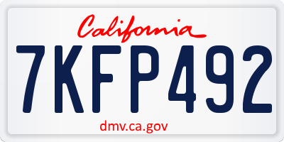 CA license plate 7KFP492