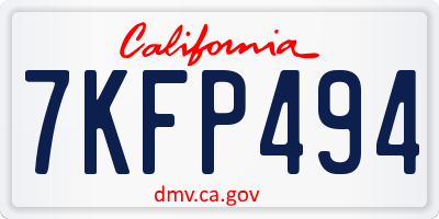 CA license plate 7KFP494