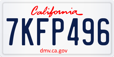 CA license plate 7KFP496