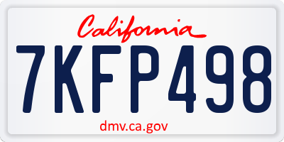 CA license plate 7KFP498
