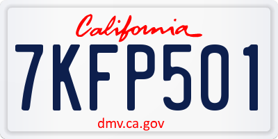 CA license plate 7KFP501