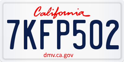 CA license plate 7KFP502