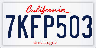 CA license plate 7KFP503