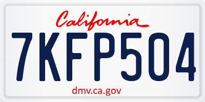 CA license plate 7KFP504