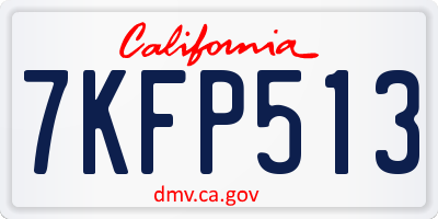 CA license plate 7KFP513