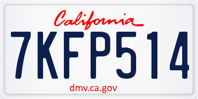 CA license plate 7KFP514