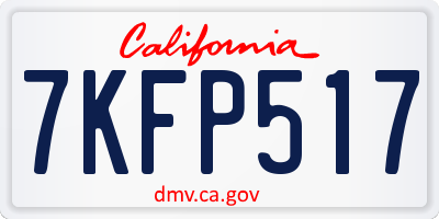 CA license plate 7KFP517