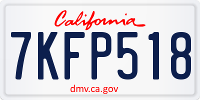 CA license plate 7KFP518