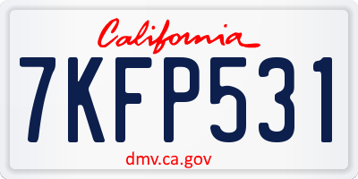 CA license plate 7KFP531