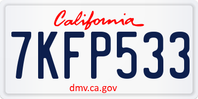 CA license plate 7KFP533