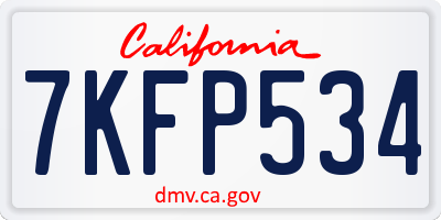 CA license plate 7KFP534