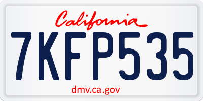 CA license plate 7KFP535