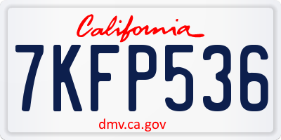 CA license plate 7KFP536