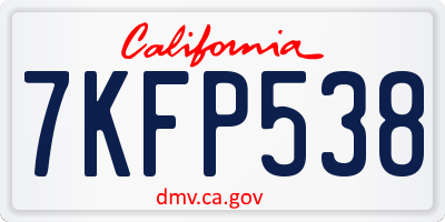 CA license plate 7KFP538