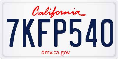 CA license plate 7KFP540