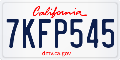 CA license plate 7KFP545