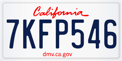 CA license plate 7KFP546
