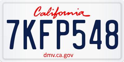 CA license plate 7KFP548
