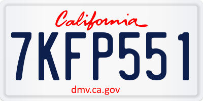 CA license plate 7KFP551