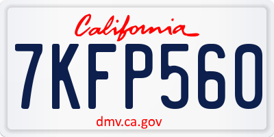 CA license plate 7KFP560