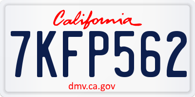 CA license plate 7KFP562