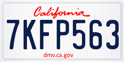 CA license plate 7KFP563