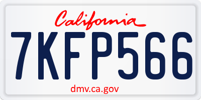 CA license plate 7KFP566