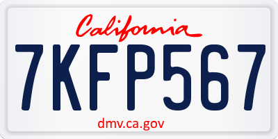 CA license plate 7KFP567