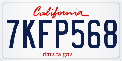 CA license plate 7KFP568