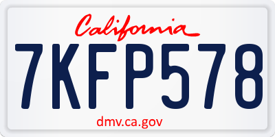 CA license plate 7KFP578