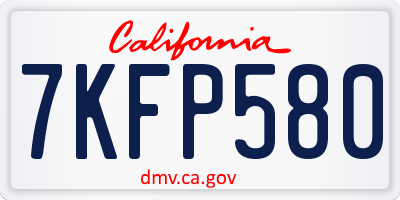 CA license plate 7KFP580