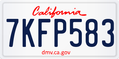 CA license plate 7KFP583