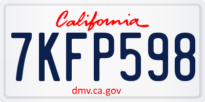 CA license plate 7KFP598