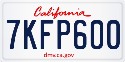 CA license plate 7KFP600
